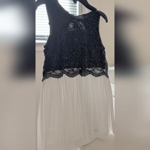 Girls Black Lace Top Dress with White Bottom Size 16
